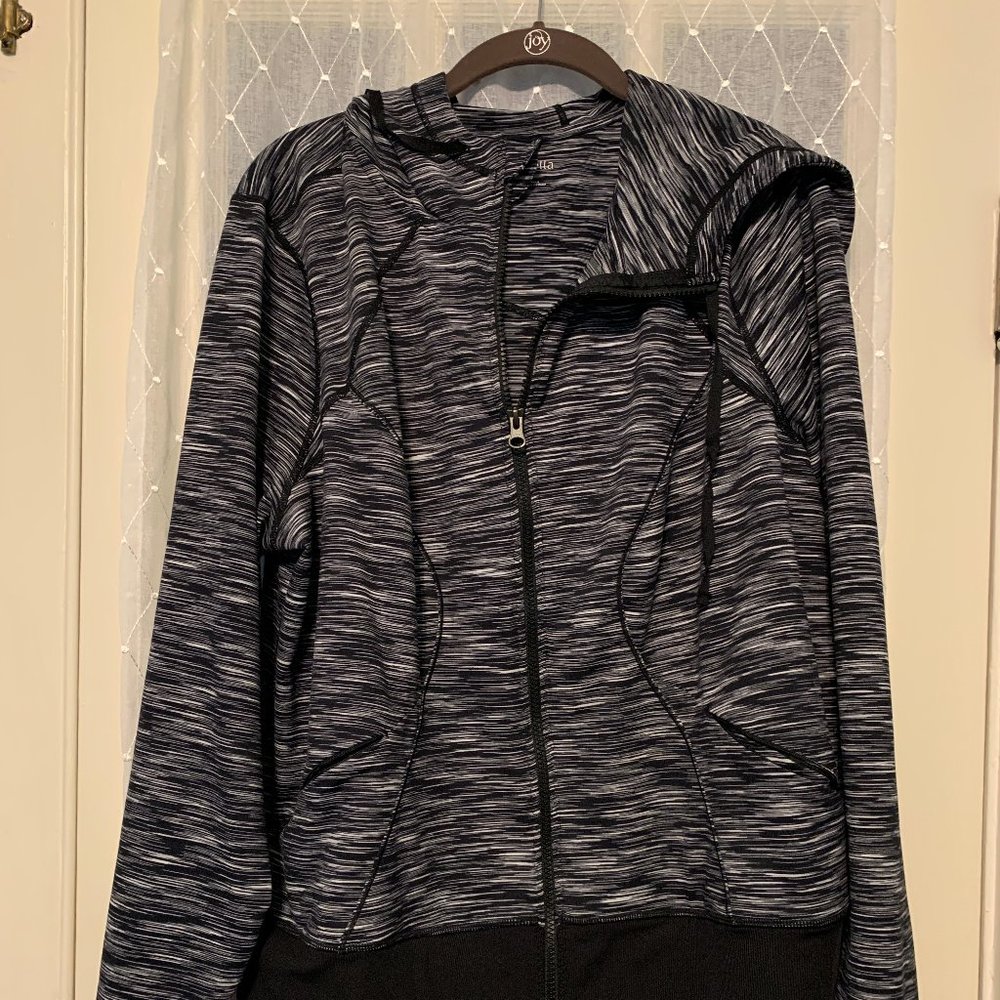 Zella Black White Hooded Track Jacket